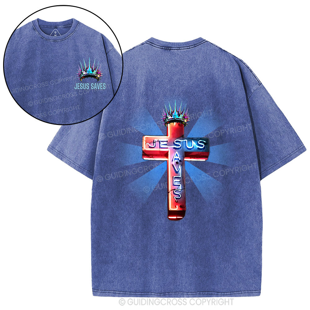 Jesus Saves Christian Washed T-Shirt