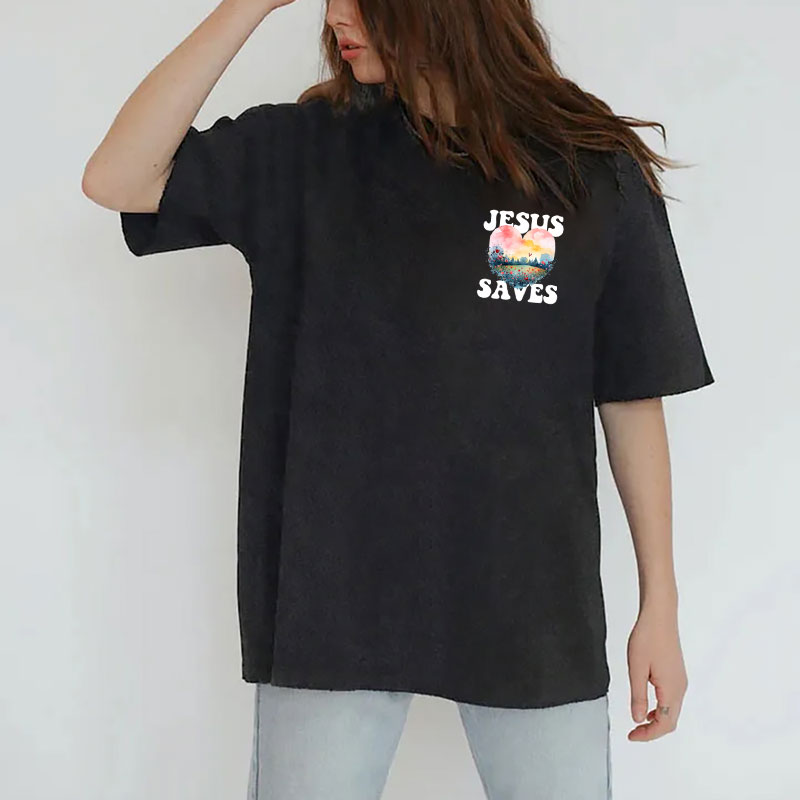 Jesus Saves Christian Washed T-shirt
