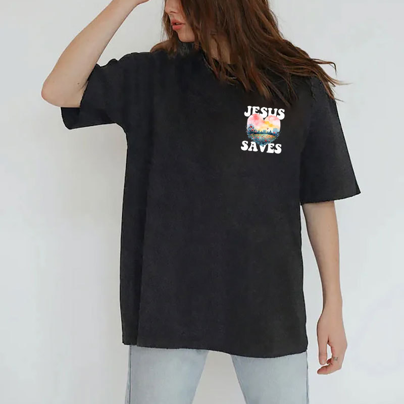Jesus Saves Christian Washed T-shirt