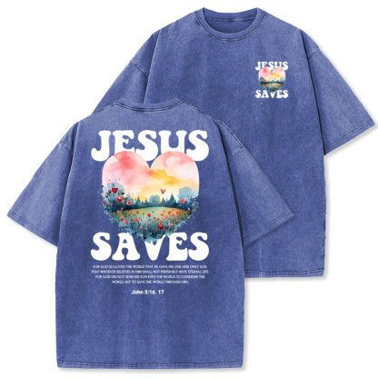 Jesus Saves Christian Washed T-shirt