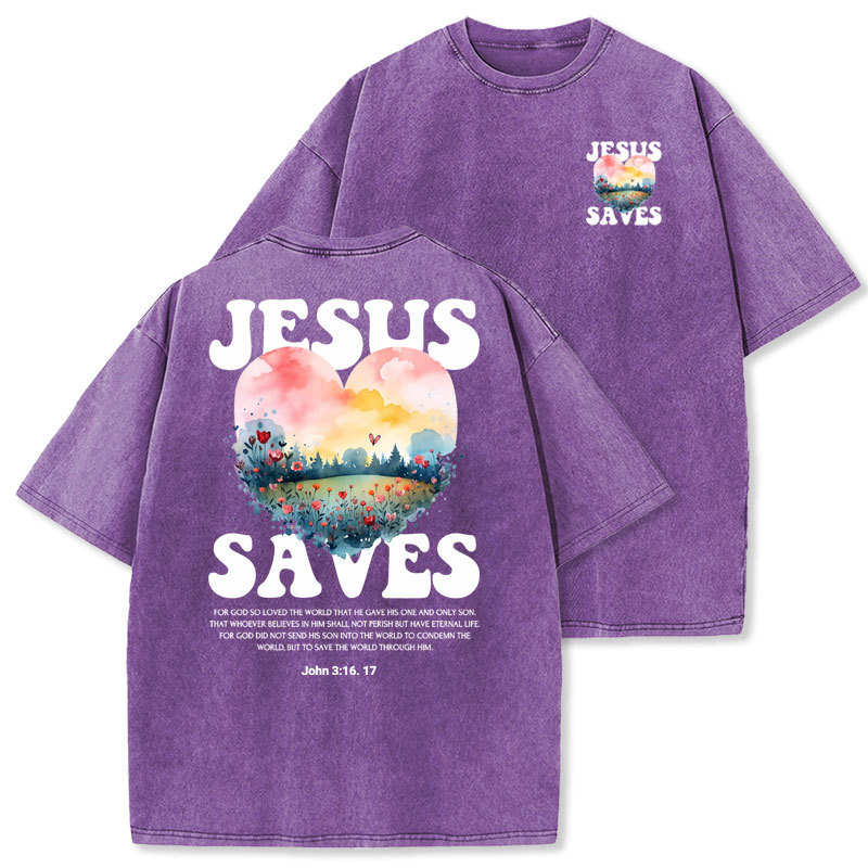 Jesus Saves Christian Washed T-shirt