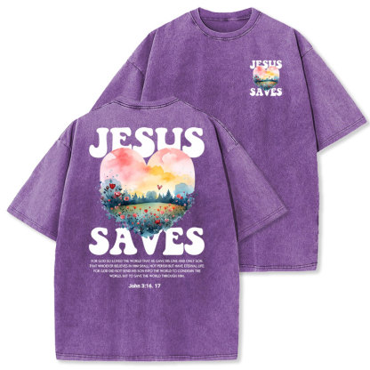Jesus Saves Christian Washed T-shirt
