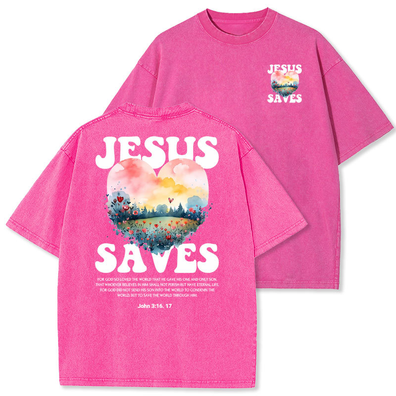 Jesus Saves Christian Washed T-shirt