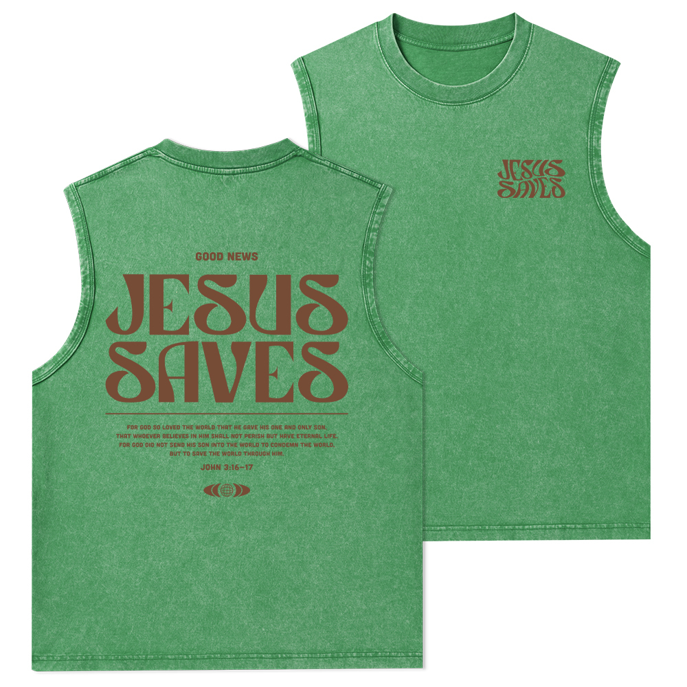 Jesus Saves Christian Washed Tank Top