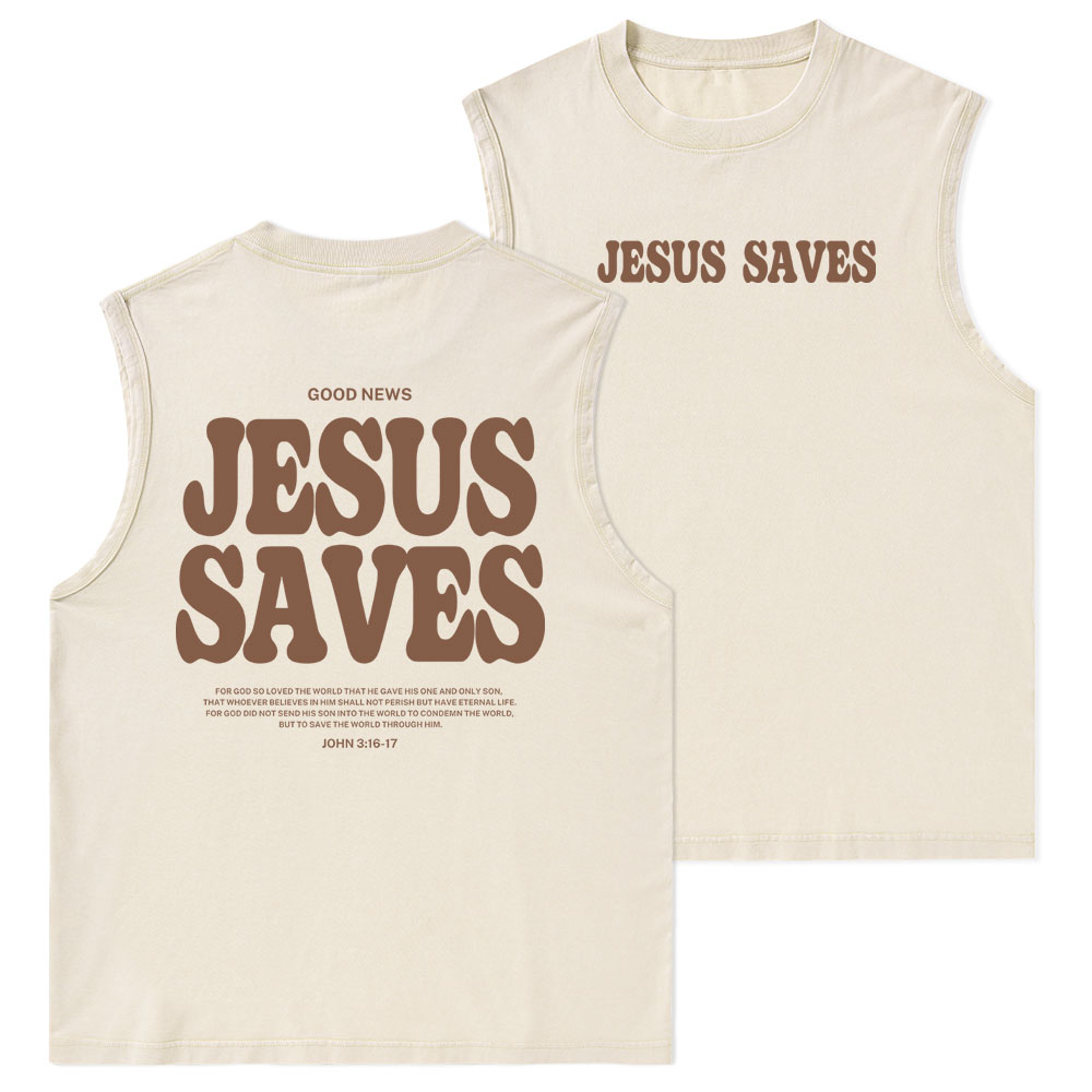 Jesus Saves Christian Washed Tank Top