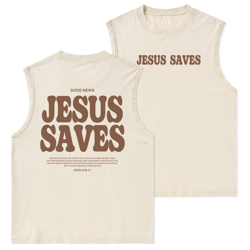 Jesus Saves Christian Washed Tank Top