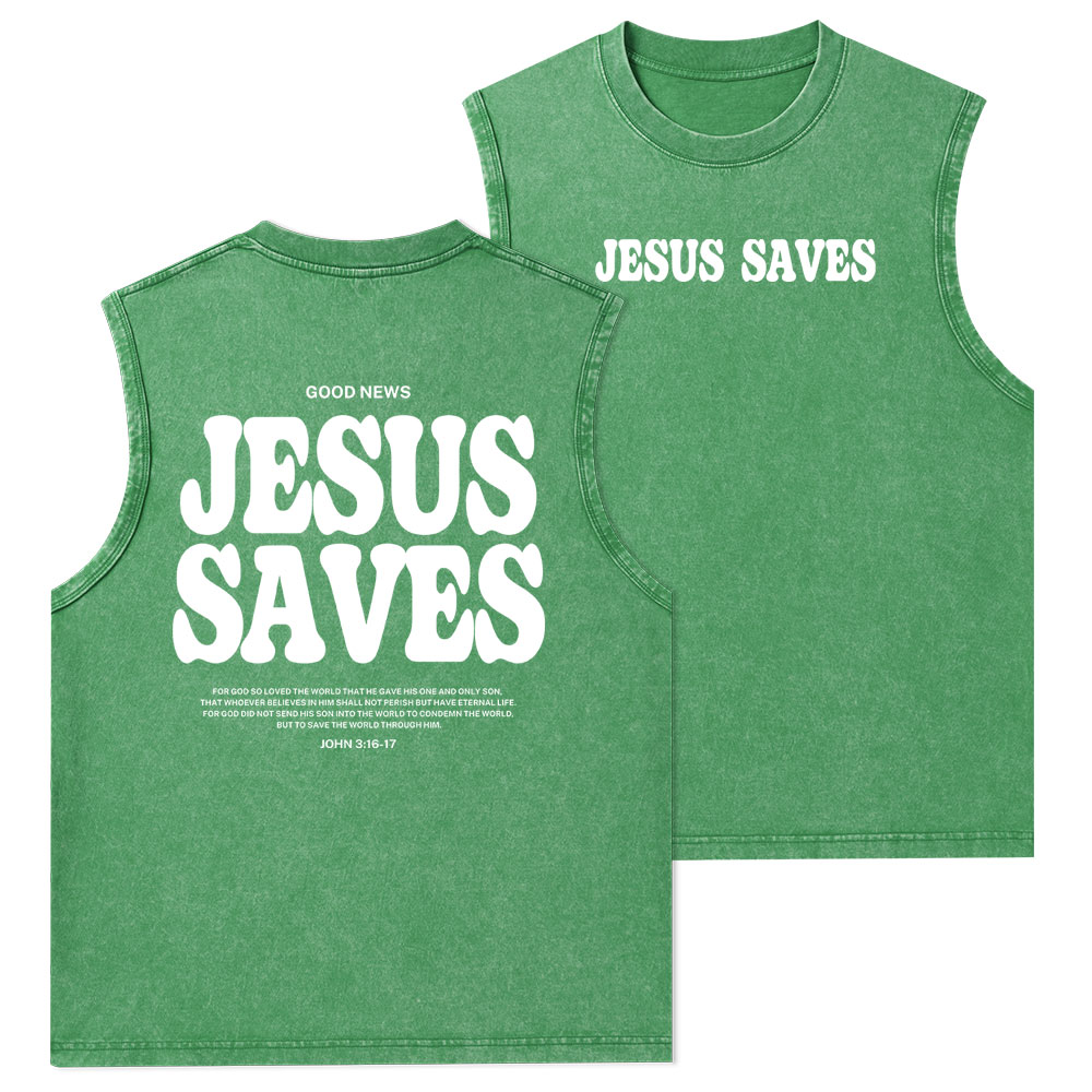Jesus Saves Christian Washed Tank Top