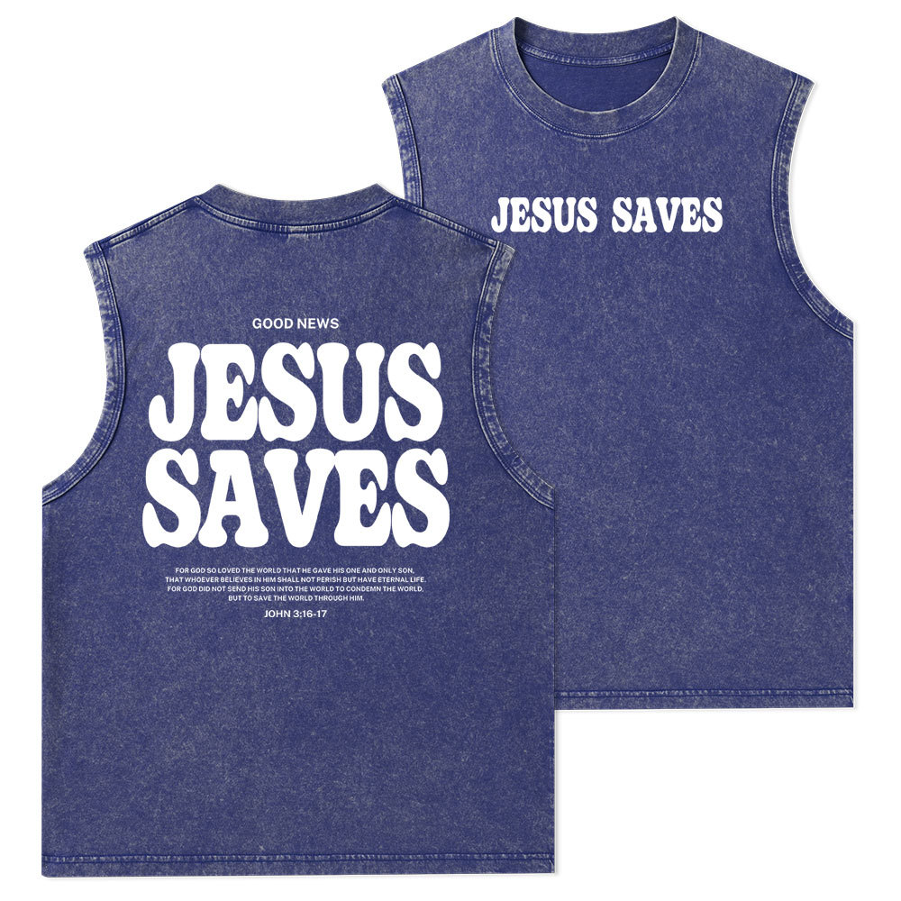 Jesus Saves Christian Washed Tank Top