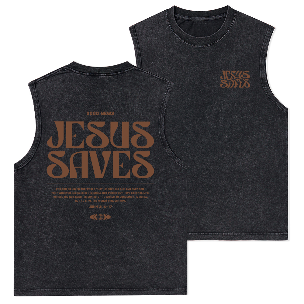 Jesus Saves Christian Washed Tank Top