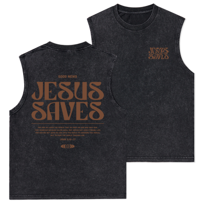 Jesus Saves Christian Washed Tank Top