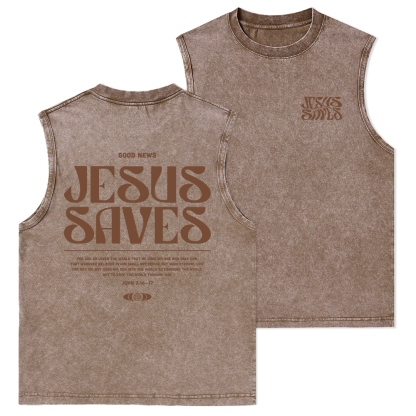 Jesus Saves Christian Washed Tank Top
