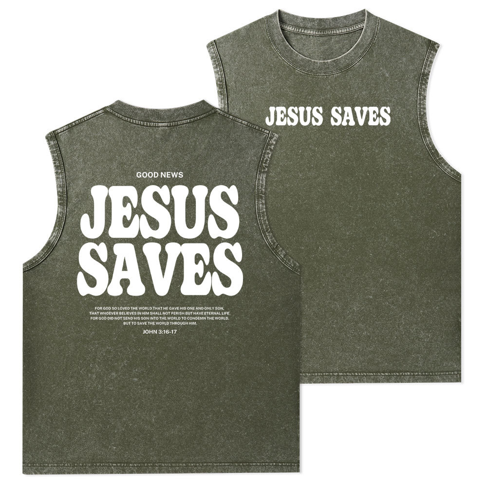 Jesus Saves Christian Washed Tank Top