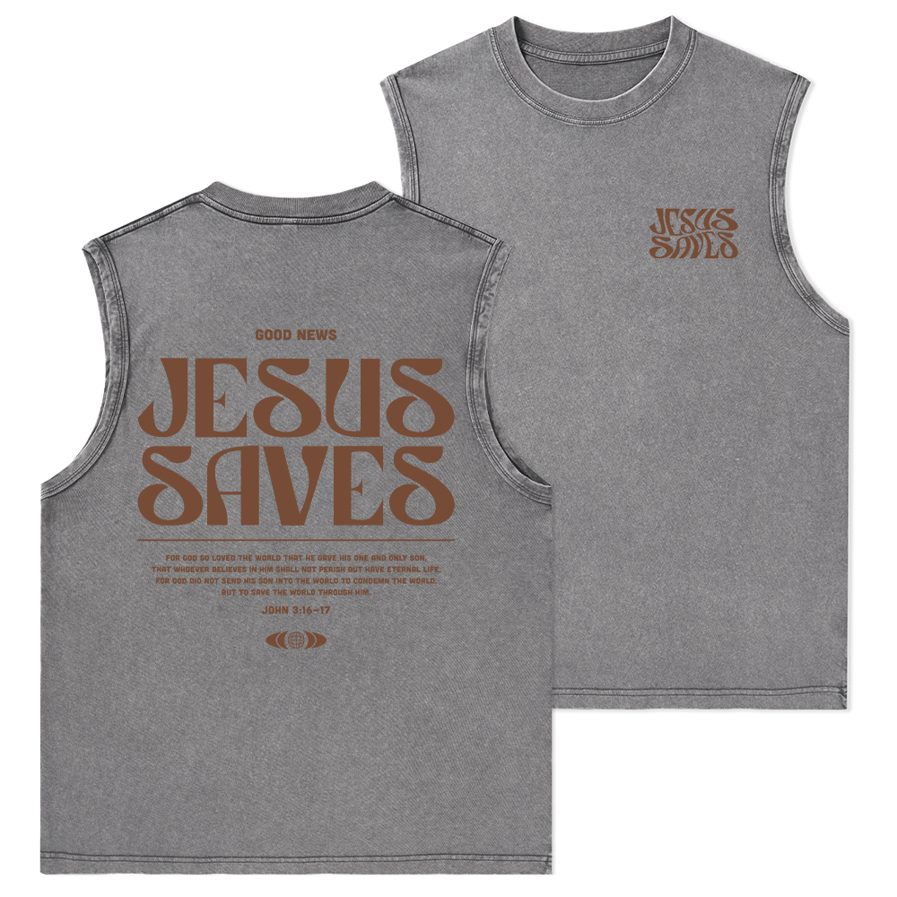 Jesus Saves Christian Washed Tank Top