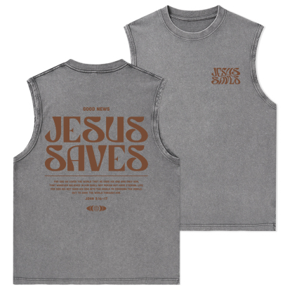 Jesus Saves Christian Washed Tank Top