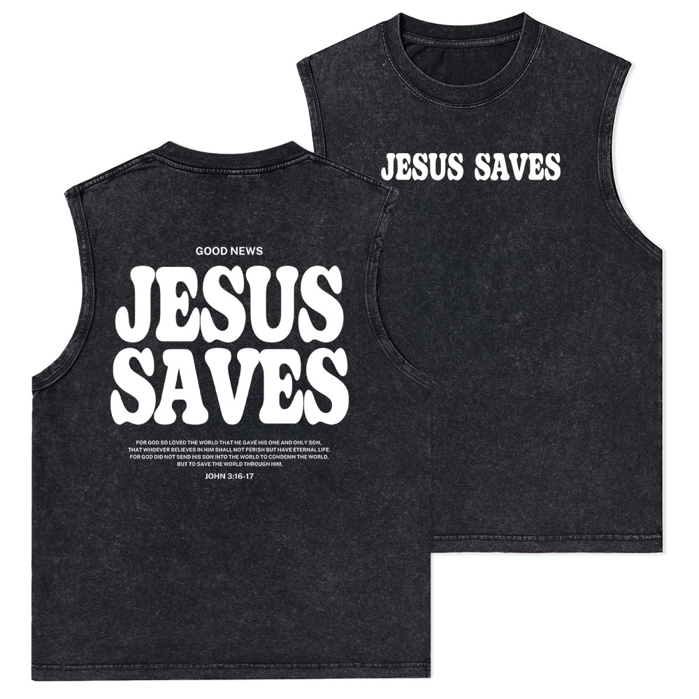 Jesus Saves Christian Washed Tank Top