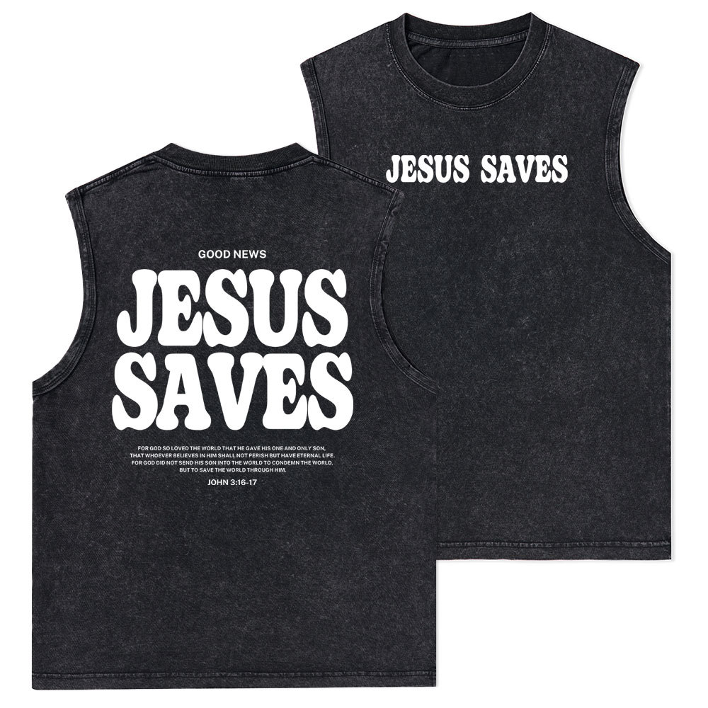 Jesus Saves Christian Washed Tank Top