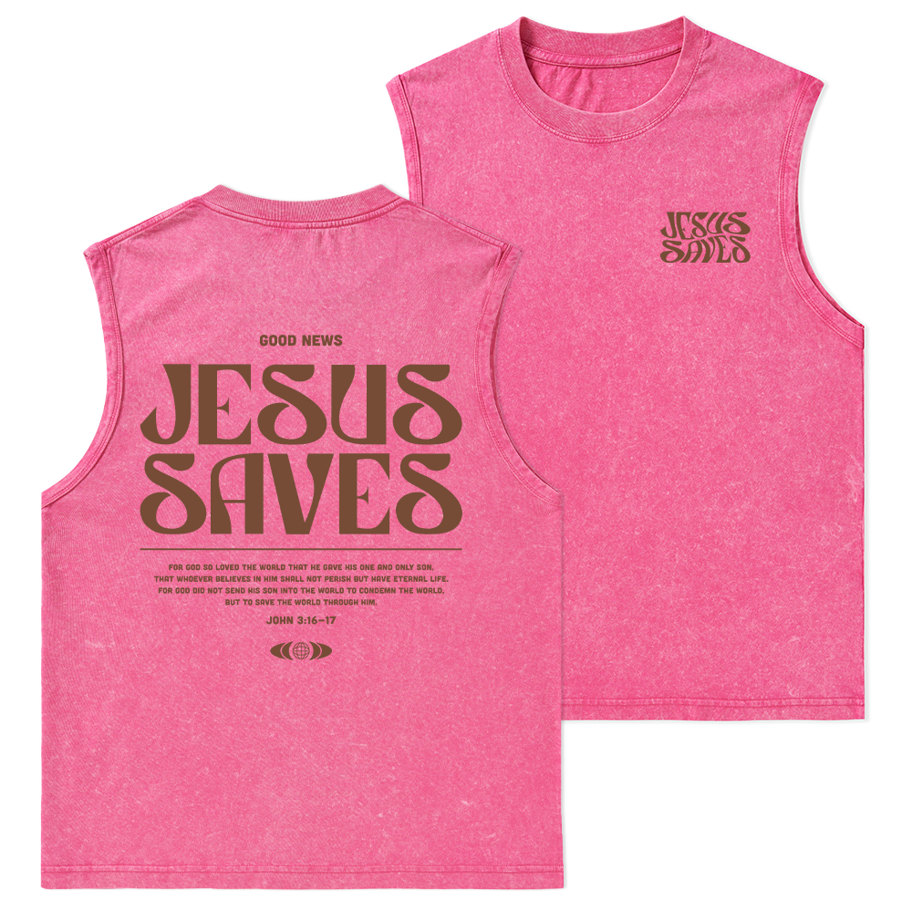 Jesus Saves Christian Washed Tank Top