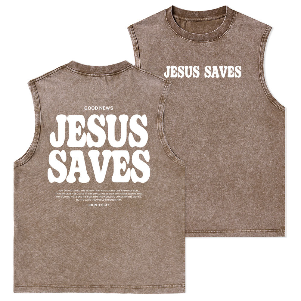 Jesus Saves Christian Washed Tank Top
