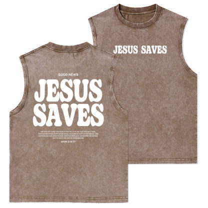 Jesus Saves Christian Washed Tank Top