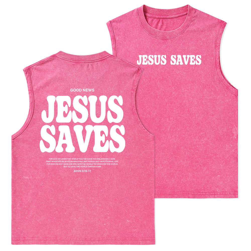 Jesus Saves Christian Washed Tank Top