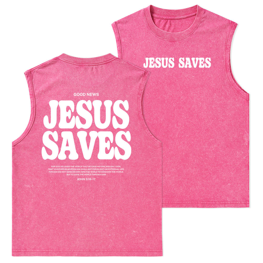 Jesus Saves Christian Washed Tank Top