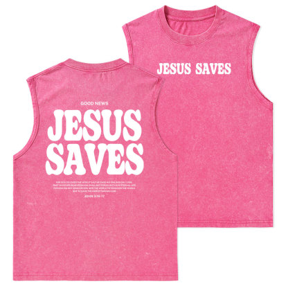 Jesus Saves Christian Washed Tank Top