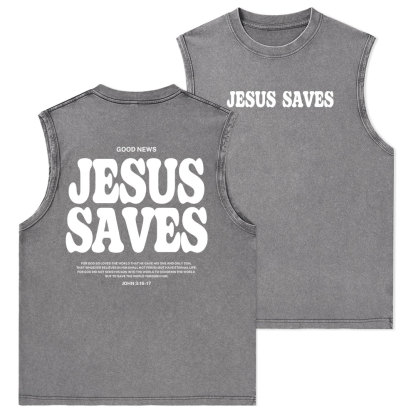 Jesus Saves Christian Washed Tank Top