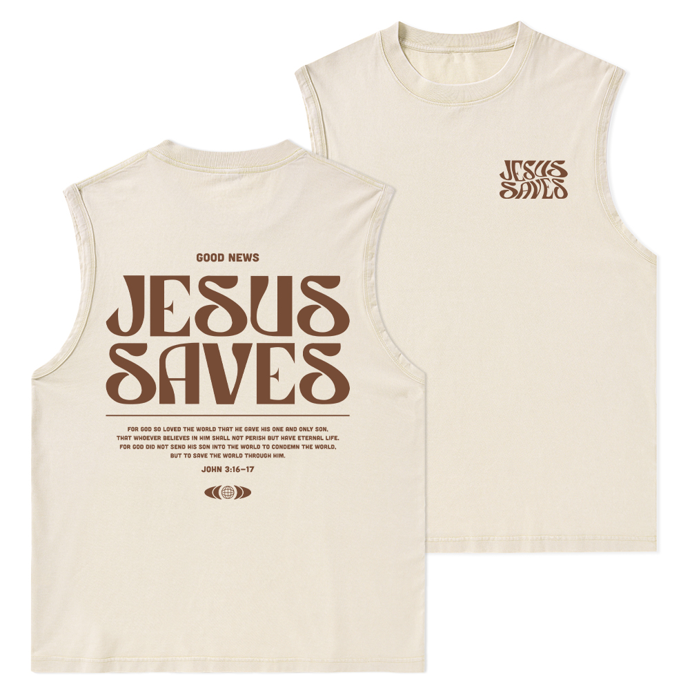 Jesus Saves Christian Washed Tank Top