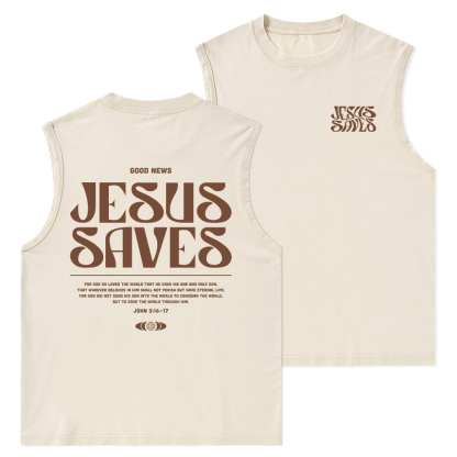 Jesus Saves Christian Washed Tank Top