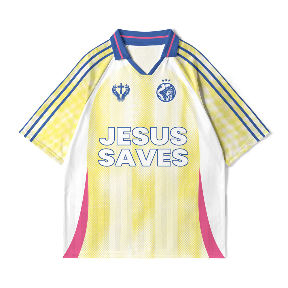 Jesus Saves Christian Yellow Collar Jersey