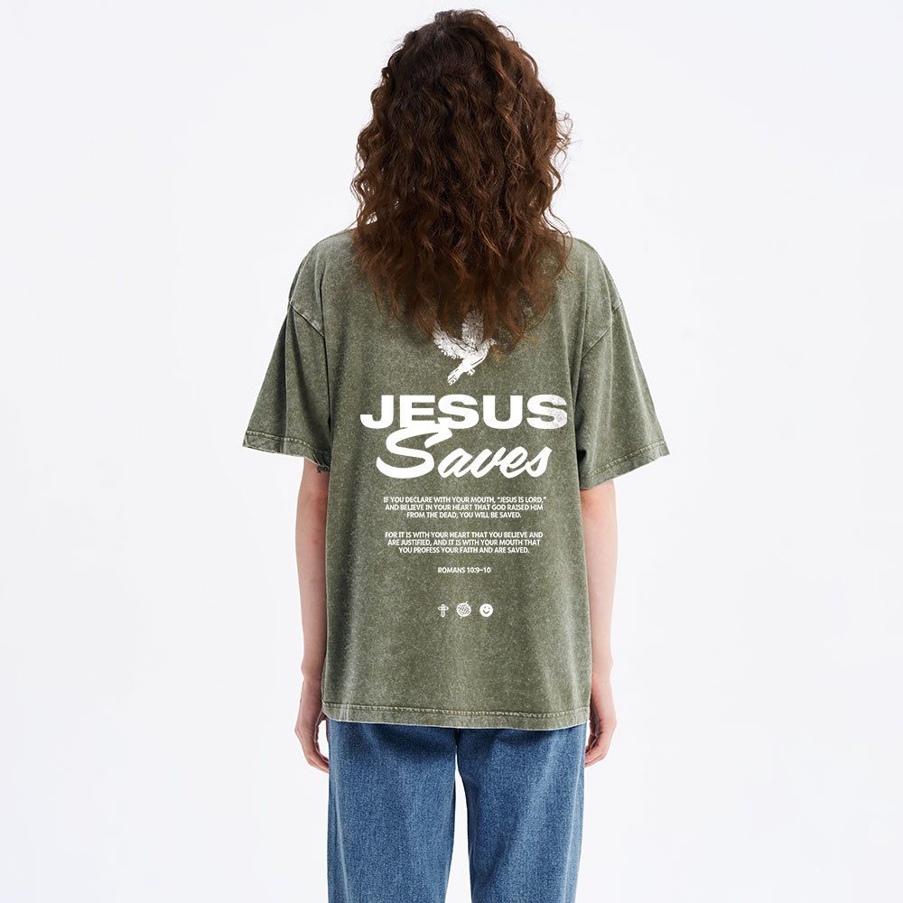 Jesus Saves Christian washed T-Shirt