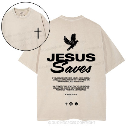 Jesus Saves Christian washed T-Shirt