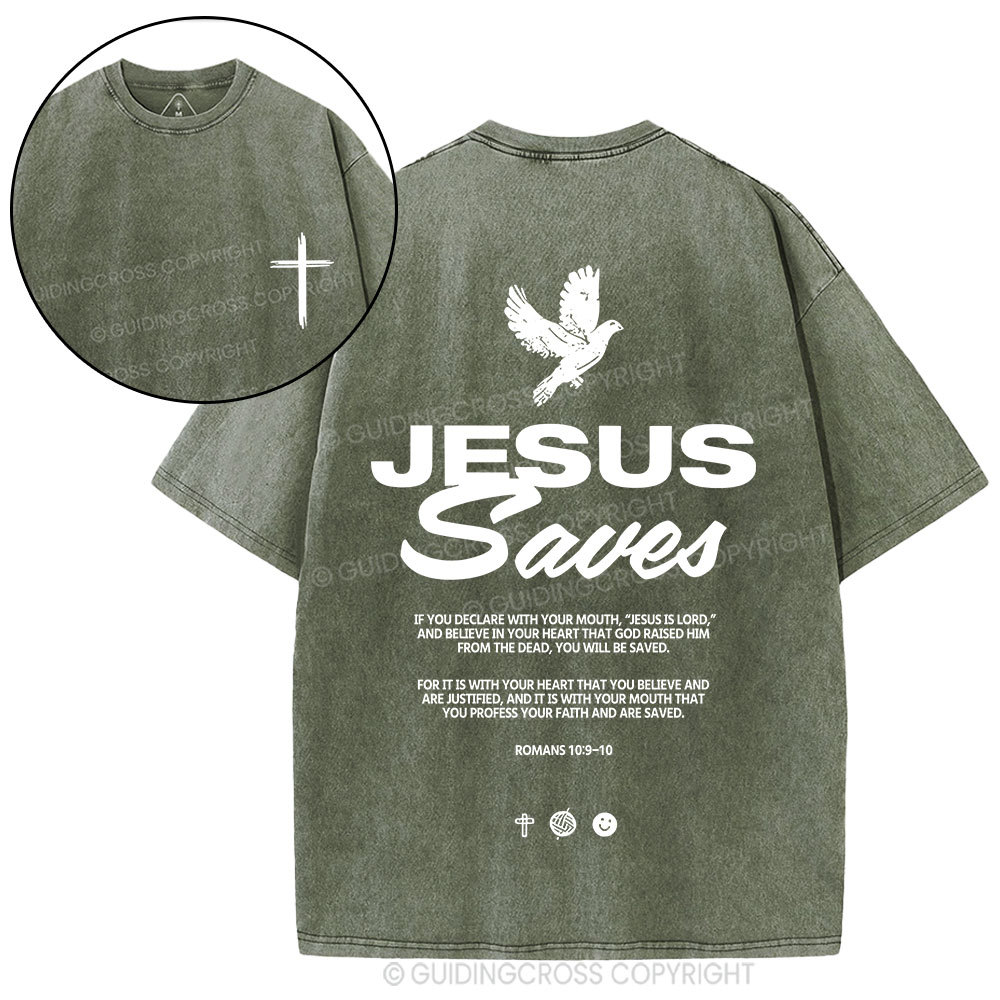 Jesus Saves Christian washed T-Shirt