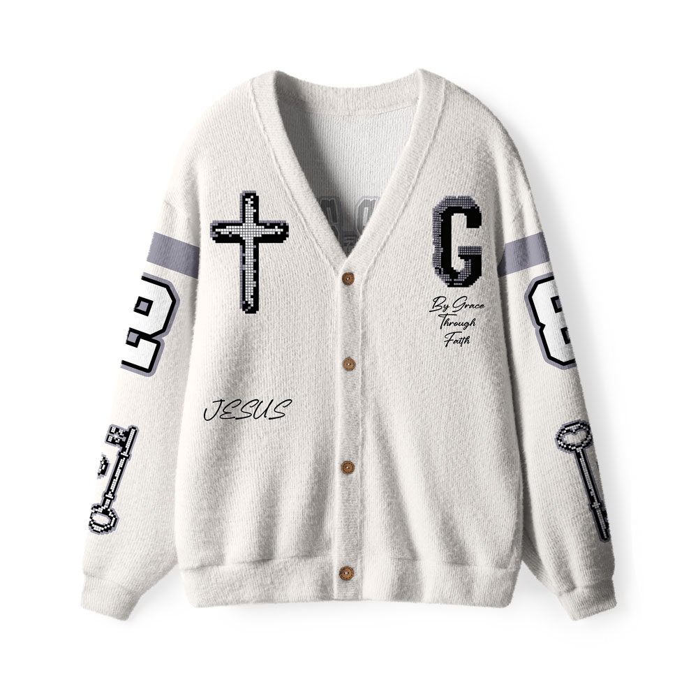 Jesus Saves Furry Christian Lightweight Cardigan