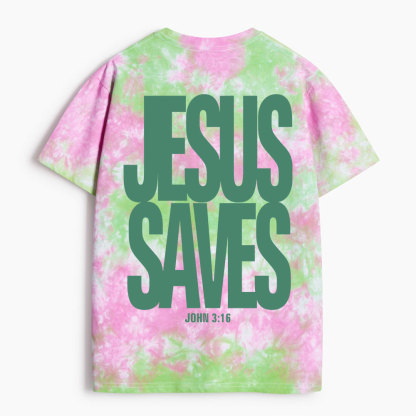 Jesus Saves Heavy Cotton Tie Dye T-Shirt