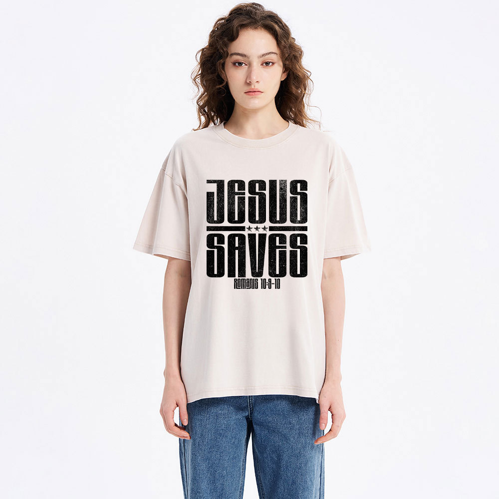 Jesus Saves Washed T-Shirt