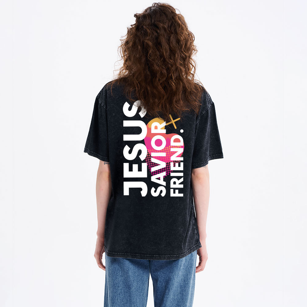 Jesus Savior Friend Christian Washed T-Shirt