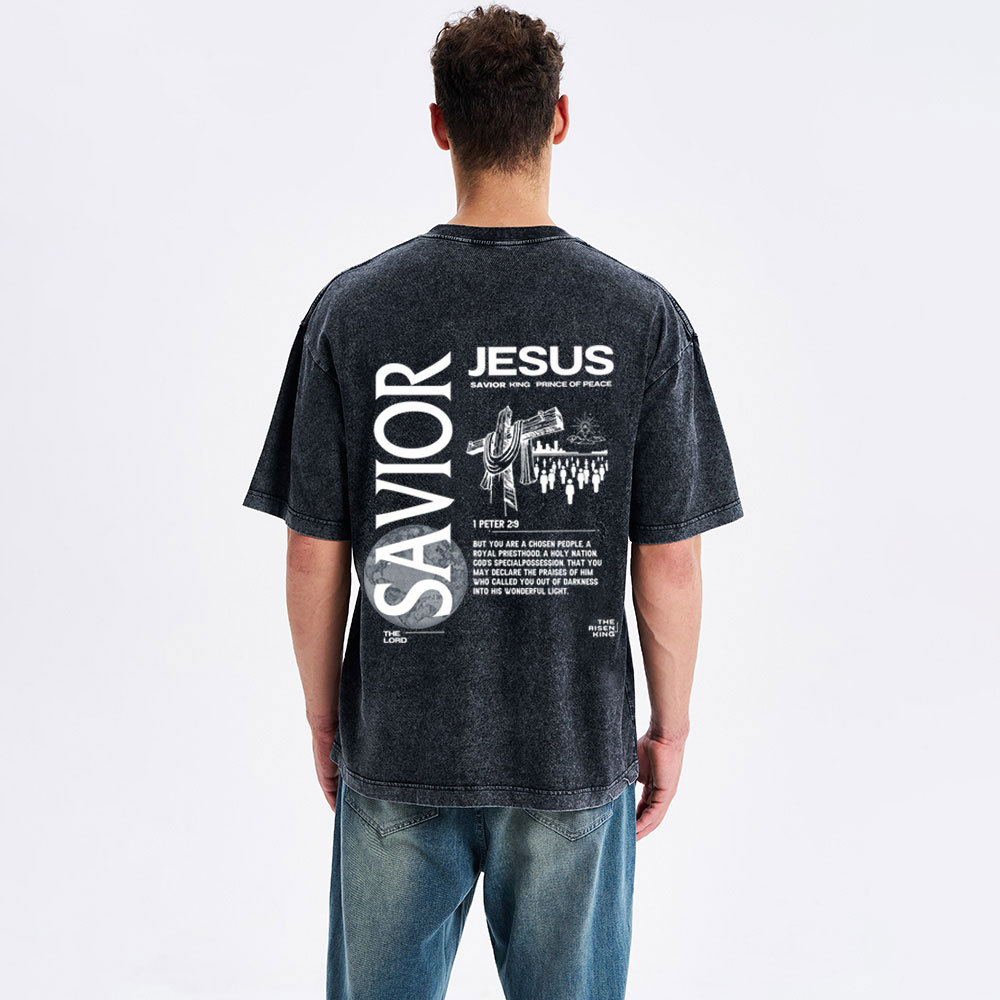 Jesus Savior King Christian Washed T-Shirt