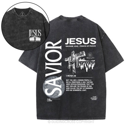 Jesus Savior King Christian Washed T-Shirt