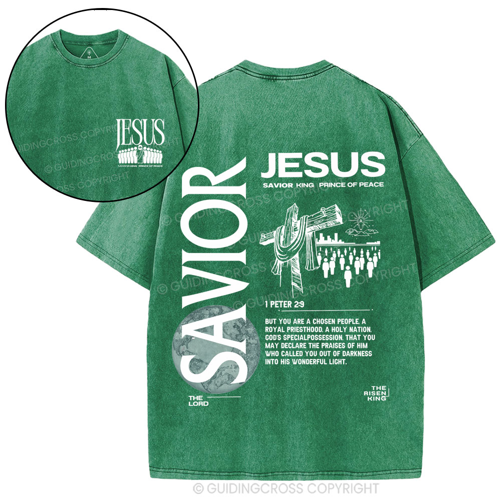 Jesus Savior King Christian Washed T-Shirt