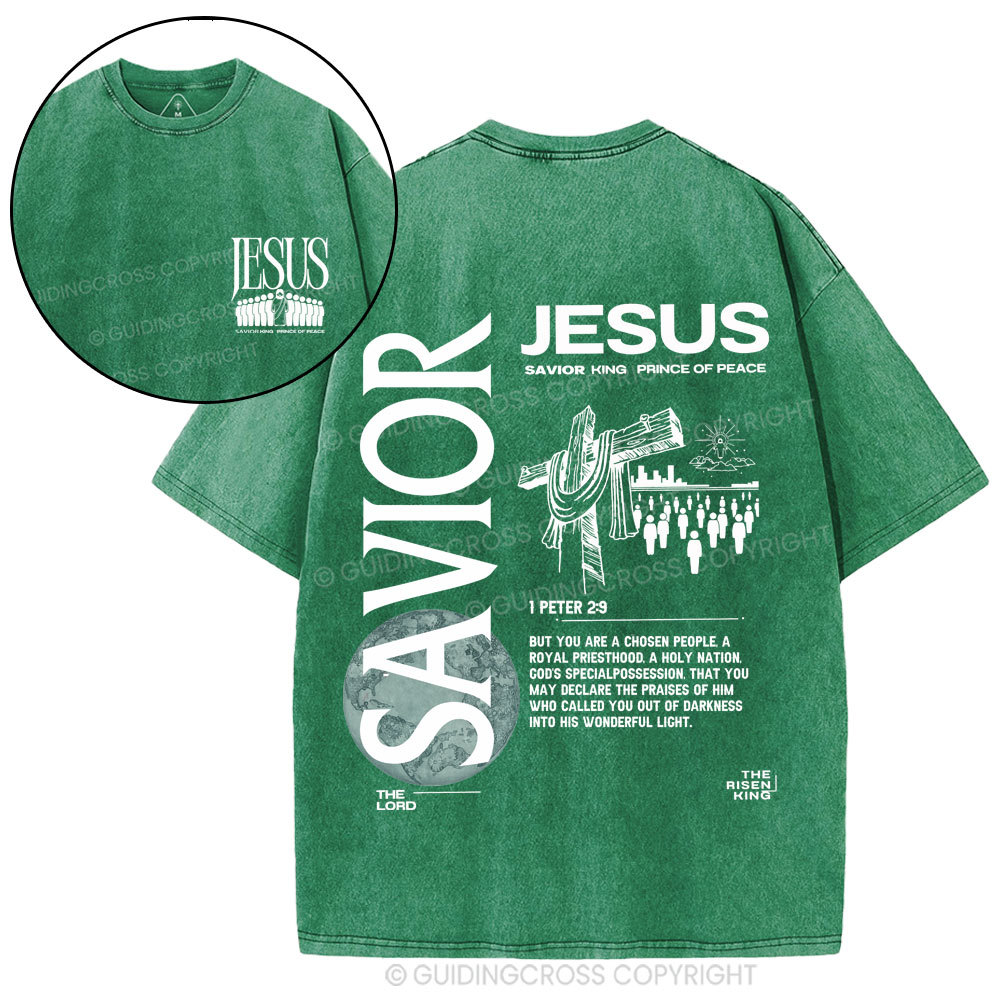 Jesus Savior King Christian Washed T-Shirt