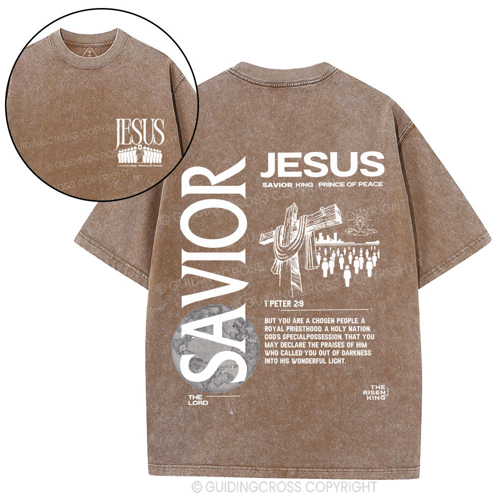 Jesus Savior King Christian Washed T-Shirt