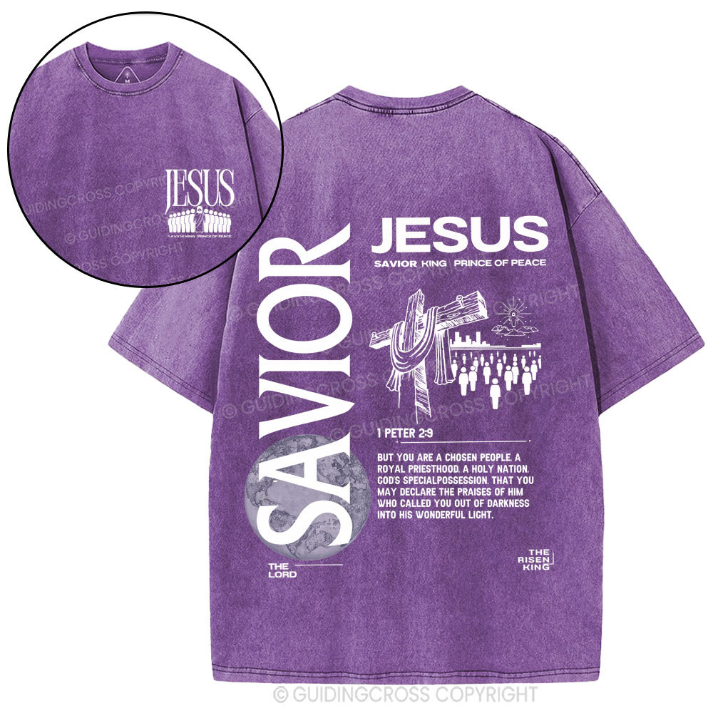 Jesus Savior King Christian Washed T-Shirt