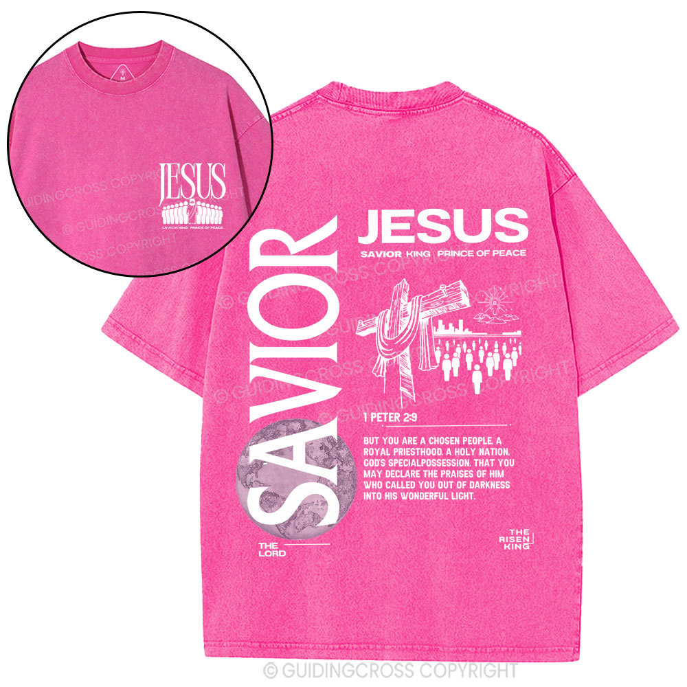 Jesus Savior King Christian Washed T-Shirt