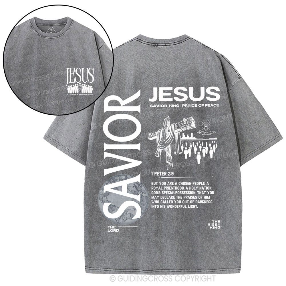 Jesus Savior King Christian Washed T-Shirt