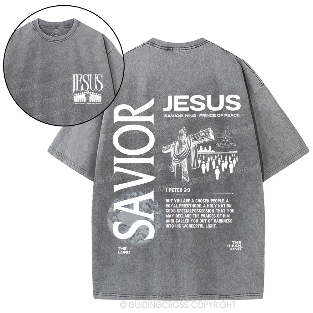 Jesus Savior King Christian Washed T-Shirt