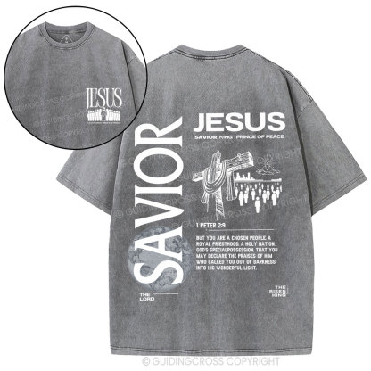 Jesus Savior King Christian Washed T-Shirt