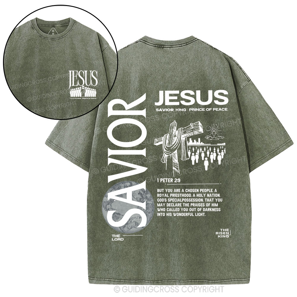 Jesus Savior King Christian Washed T-Shirt