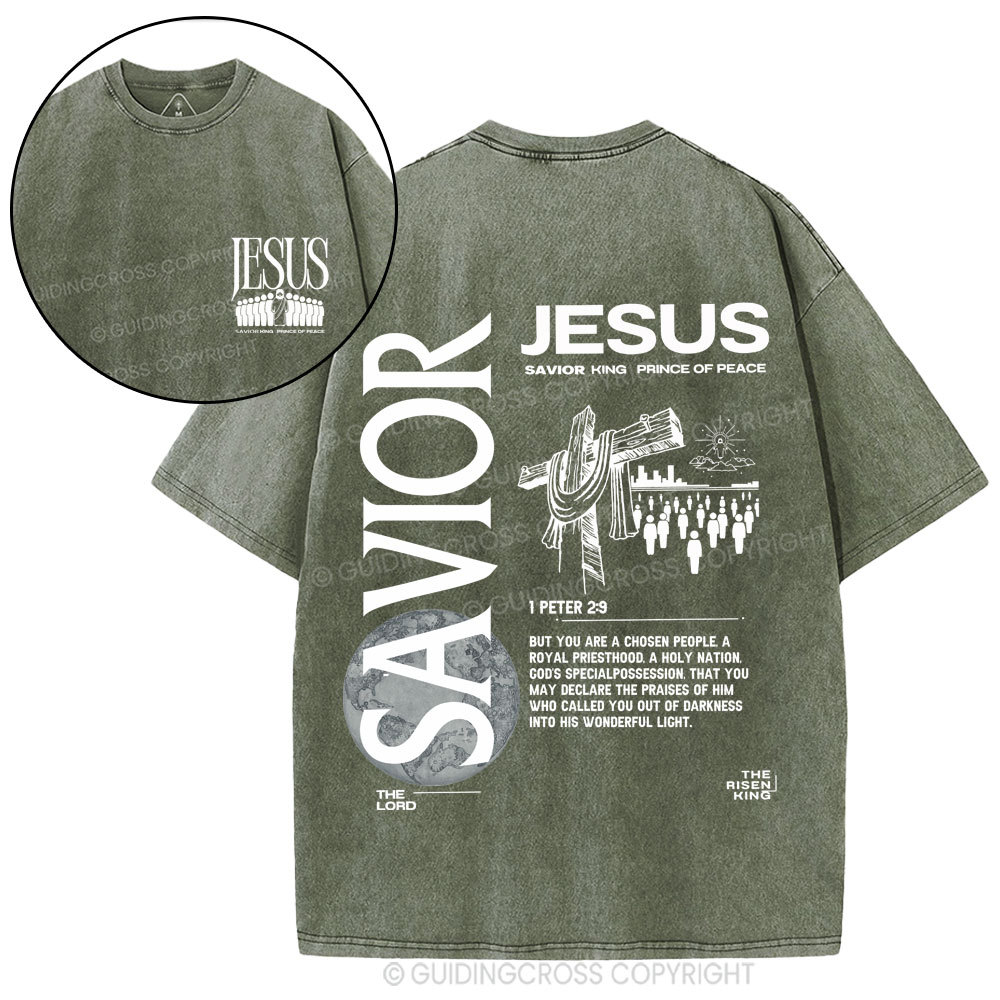Jesus Savior King Christian Washed T-Shirt