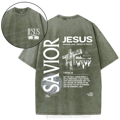 Jesus Savior King Christian Washed T-Shirt